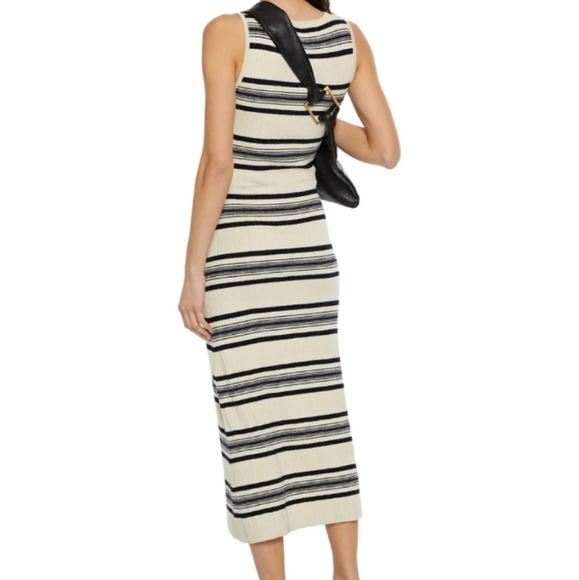 Theory Striped Ribbed Knit Sleeveless Midi Dress - Picture 2 of 9